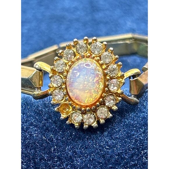 Vintage Gold Opal & Diamond Bracelet - Picture 5 of 8